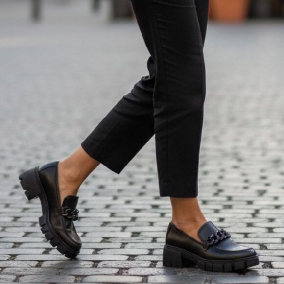 STEVE MADDEN Hastings Platform Loafers 7.5 Chunky Lugsole Y2K Punk Goth Vegan - Picture 1 of 17